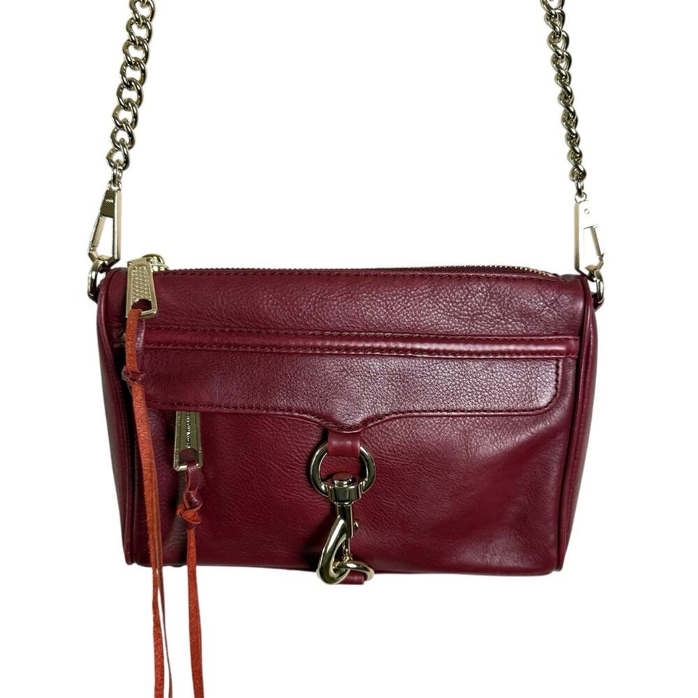 Rebecca Minkoff Mini Mac Crossbody Bag Burgundy Leather